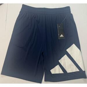Adidas Boys Navy Athletic Shorts Large 14/16 Big Logo NWT